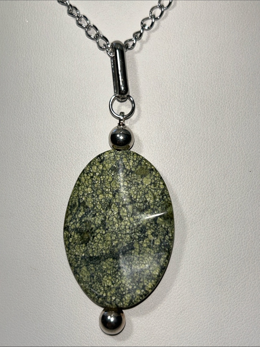 New Artisan Handmade Genuine Russian Jade  Stainless Steel 20” Necklace